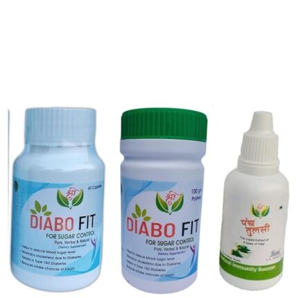 Shri Diabo Fit Ayurvedic Diabetes Care Set – Herbal Sugar Control Capsules, Powder & Immunity Drops Combo Pack