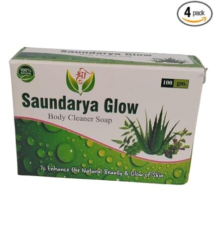 🌿 Natural Saundarya Glow Soaps – पैक ऑफ़ 4 | मुलायम, साफ़ और रिफ्रेश त्वचा के लिए 100 ग्राम
