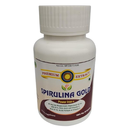 🌿 Spirulina Gold – 60 Ayurvedic Capsules for Immunity Boost, Antioxidant & Energy Support 💪